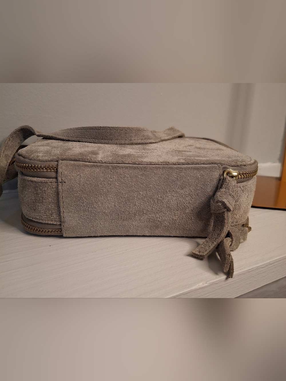 Margot New York Suede Gray Crossbody Bag EUC - Picture 3 of 4